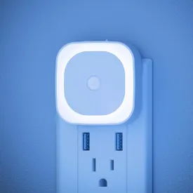 2 Pack Plug in Night Light with Motion Sensor & Dusk to Dawn Sensor, 3 Sensor Modes, Auto ON/Off, Dimmable, Night Lights Plug into Wall for Bathroom, Kitchen, Adults, Indoor, Light Blue