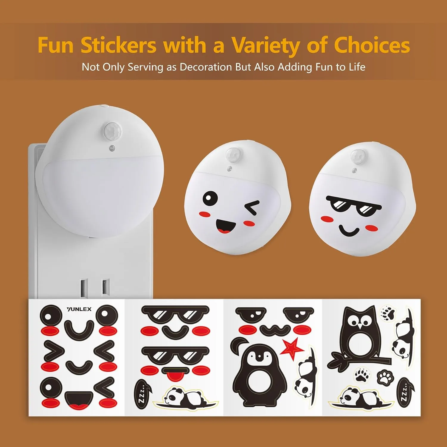2 Pack Plug in Night Light with Motion Sensor and Dusk to Dawn Sensor, Stepless Dimming, Warm White LED Nightlight with 3 Lighting Ways for Bathroom, Bedroom, Kitchen, Gifts for Kids, Adults