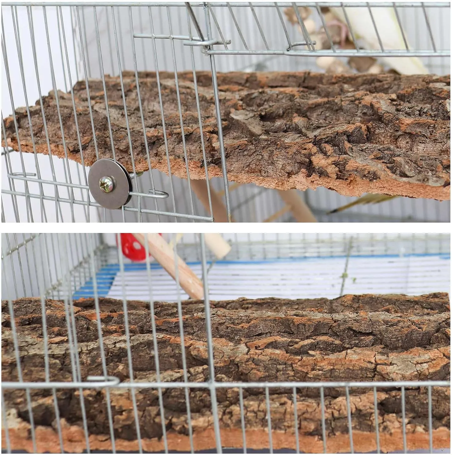2 Pcs 22 x 14 Inches 100% Natural Cork Perch, Bird Seat Boards, Birdcage Decor Accessories, Cork Bark Backdrop, Toy for Bird Budgie Parrot Cockatiel Hamster Guinea Pig Rat