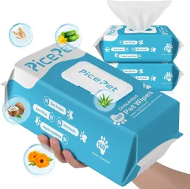 200 Cleaning & Deodorizing Guaranteed Dog Grooming Wipes - Hypoallergenic Pet Wipes for Allergies & Itching - Thick Puppy Wipes for Paws, Butt, Coat, Face & Body, Home & Travel Use, Unscented