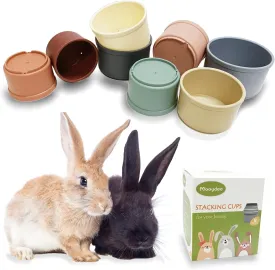 8 Pcs Stacking Cups for Rabbits & Guinea Pigs - Reusable Multi-Colored Bunny Toys of Different Sizes, Safe Plastic Nesting Toys for Bunny Small Animals Hiding Food & Playing