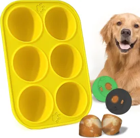 BABORUI 6 Cavities Silicone Dog Treat Molds for Woof Pupsicle & Power Chewer Pupsicle Large 25-75lbs, Reusable Frozen Dog Treat Molds for Making Puppy Favorite Freeze Refill Ice Popsicle Treats (L)