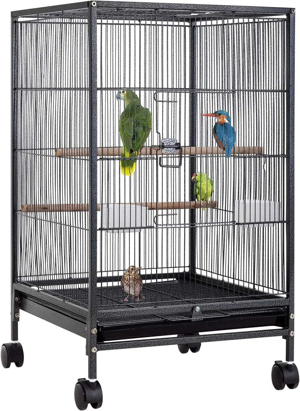 BestPet 35 inch Wrought Iron Bird Cage with Play Open Top and Rolling Stand,Large Parrot Cage Bird Cages for Parakeets,Cockatiel, Canary, Finch, Lovebird, Parrotlet,Pigeons (35 inch)