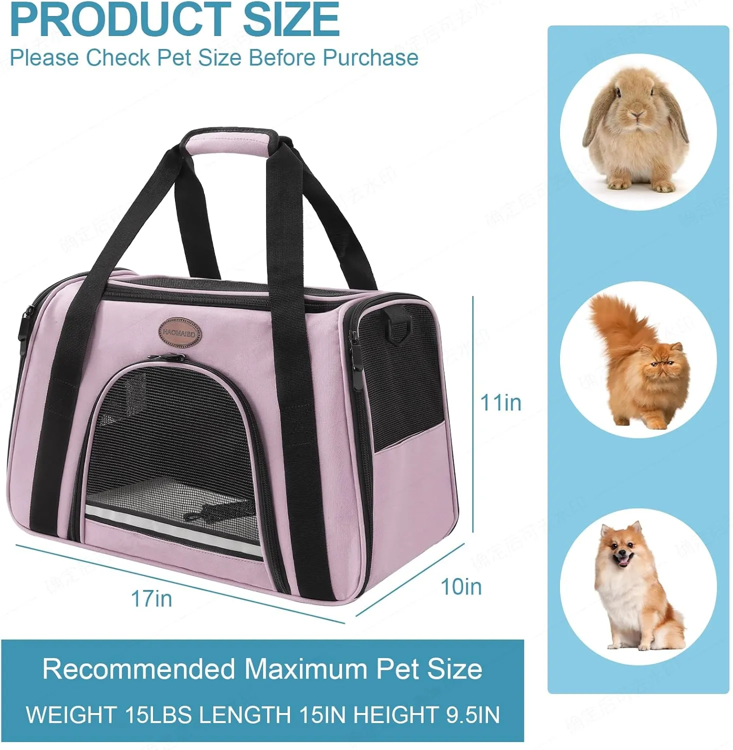 Cat Carrier Dog Carrier Pet Carriers for Medium Small Cats Dogs Puppies up to 15 Lbs,TSA Airline Approved Small Dog Cat Carriers Soft Sided,Collapsible Travel Puppy Carrier (Pink, Medium)