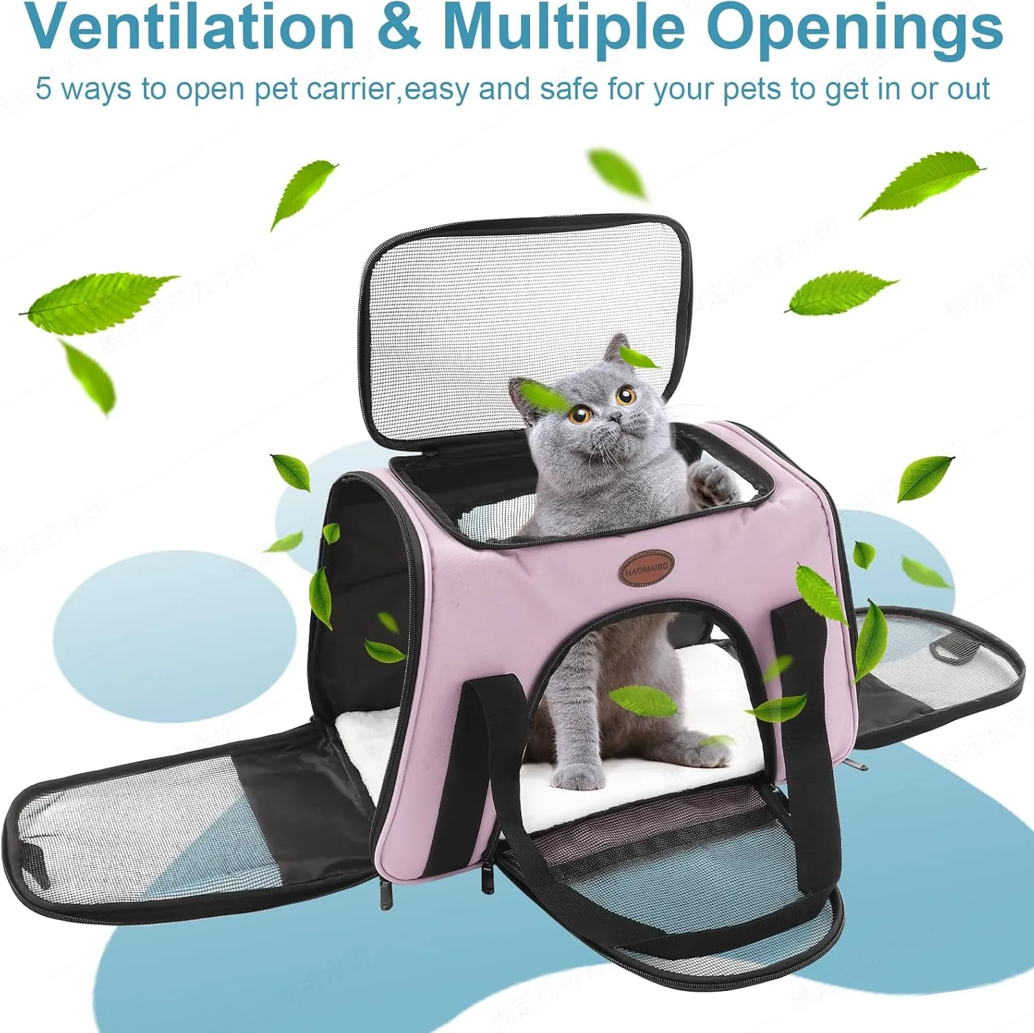 Cat Carrier Dog Carrier Pet Carriers for Medium Small Cats Dogs Puppies up to 15 Lbs,TSA Airline Approved Small Dog Cat Carriers Soft Sided,Collapsible Travel Puppy Carrier (Pink, Medium)