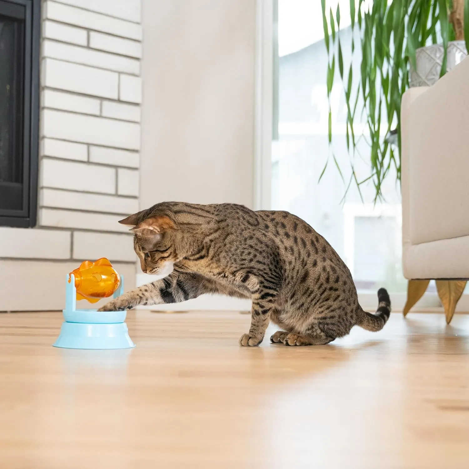 Catstages 2-in-1 Treat Toy Spinning Fish Interactive Cat Toy and Topper for Cat Ball Track, Treat-Dispensing, Fish, Orange