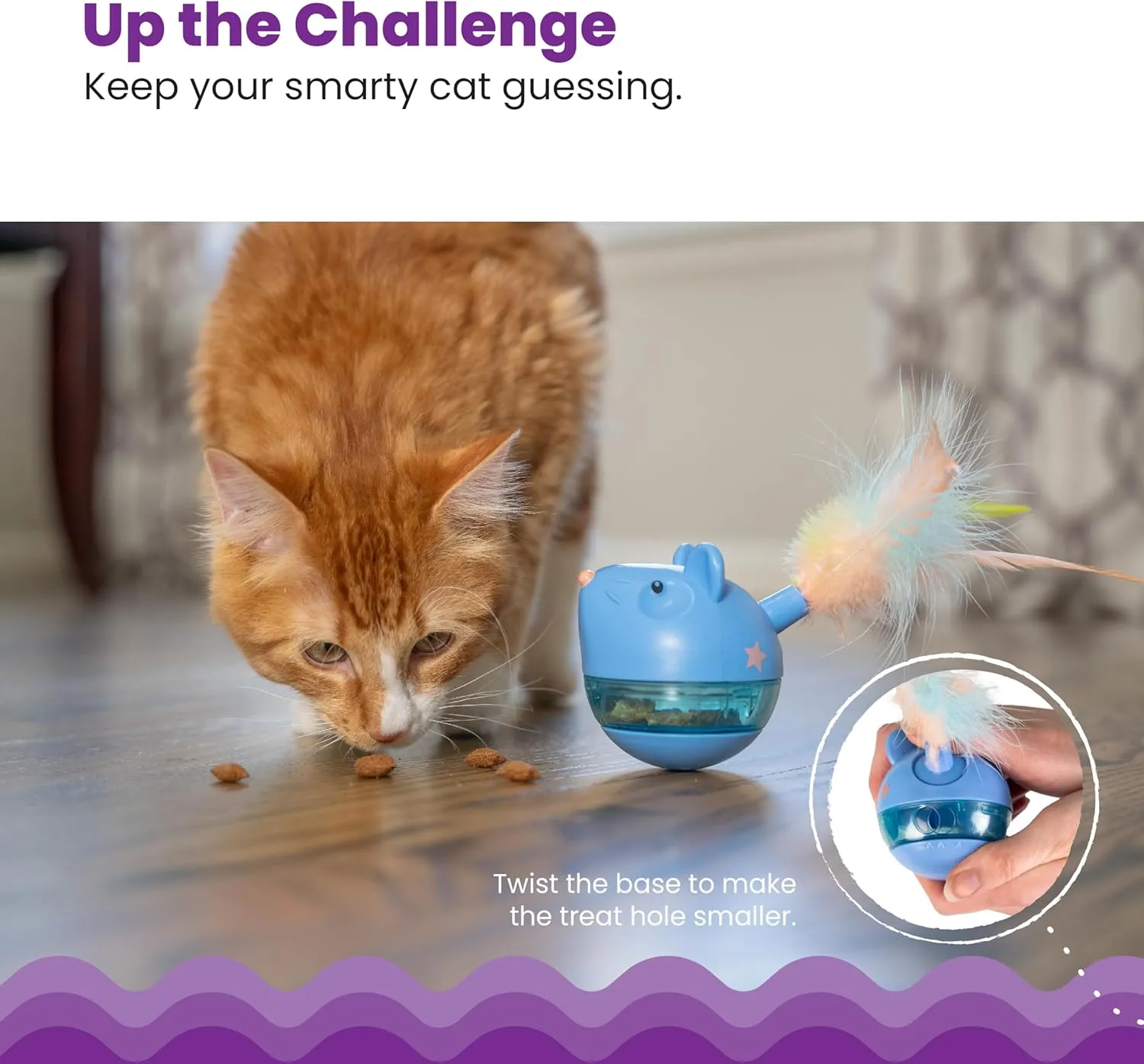 Catstages Hunt 'N Swat Treat Tumbler Interactive Treat-Dispensing Cat Toy, Pink