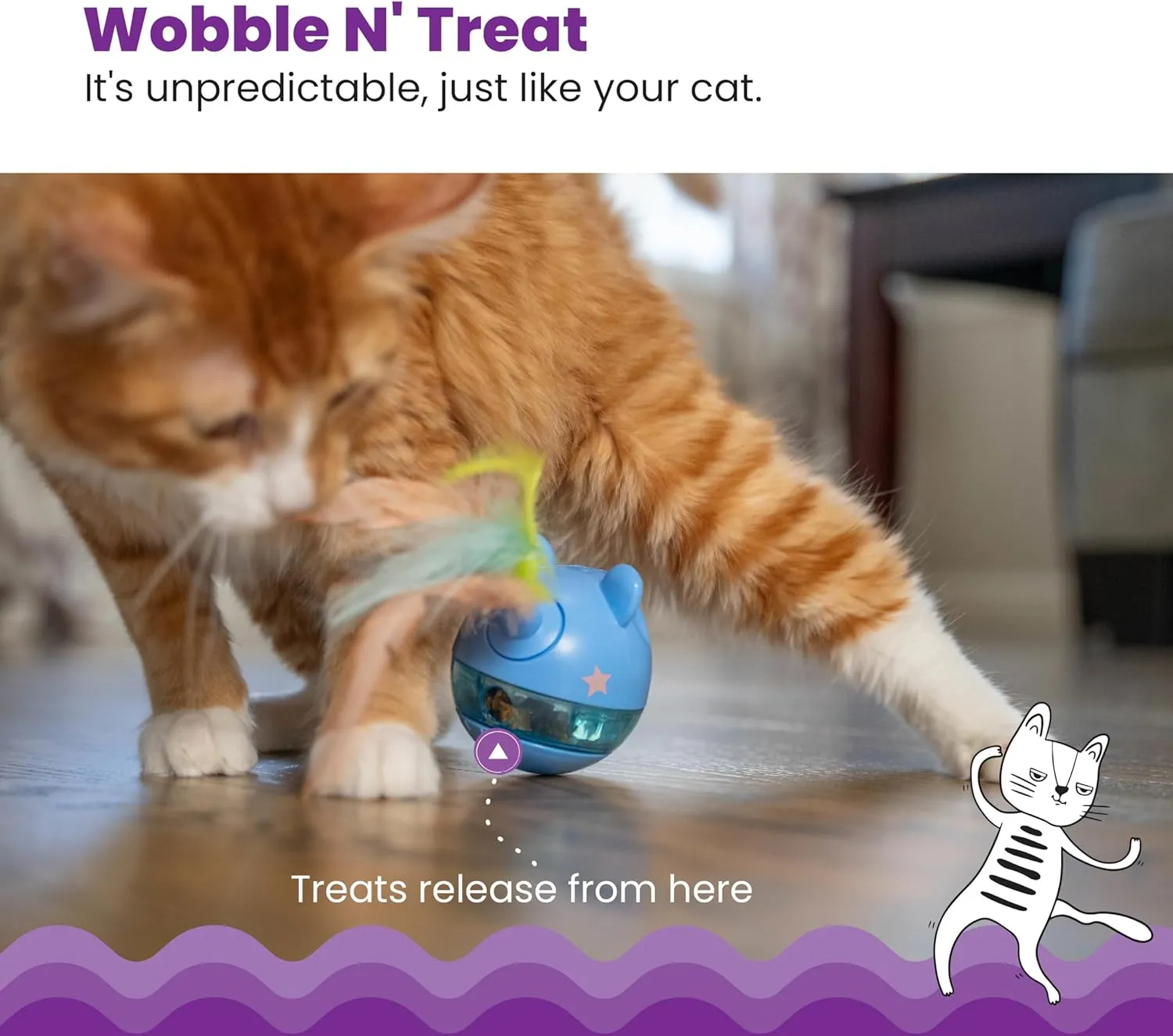 Catstages Hunt 'N Swat Treat Tumbler Interactive Treat-Dispensing Cat Toy, Pink