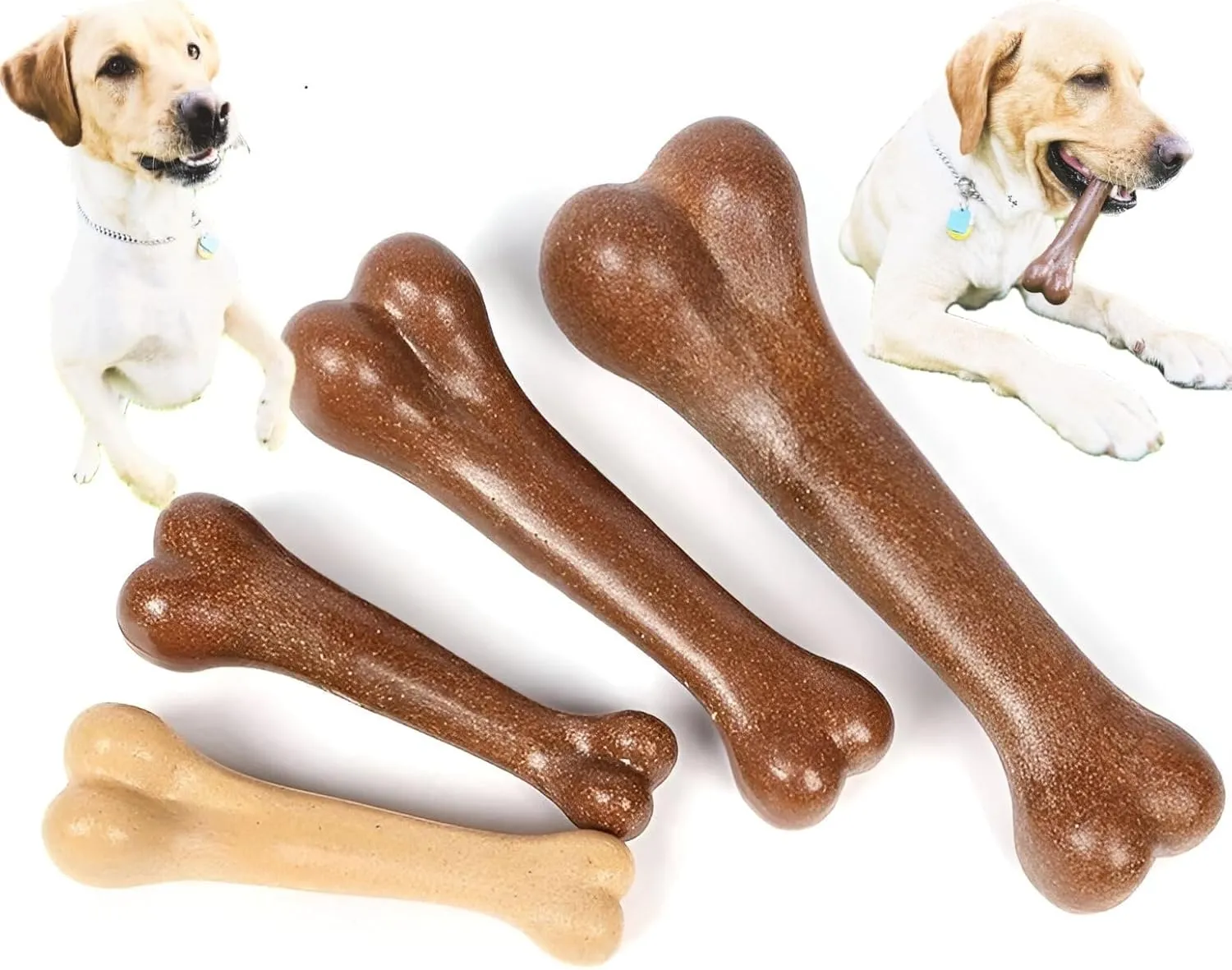 Chew Toy Bone for Dogs (2pck),Durable Chew Toy for Aggressive Chewers,Boredom and Stimulating, Beef Flavor Dog Toys for Small/Medium/Large Breed. (Small)