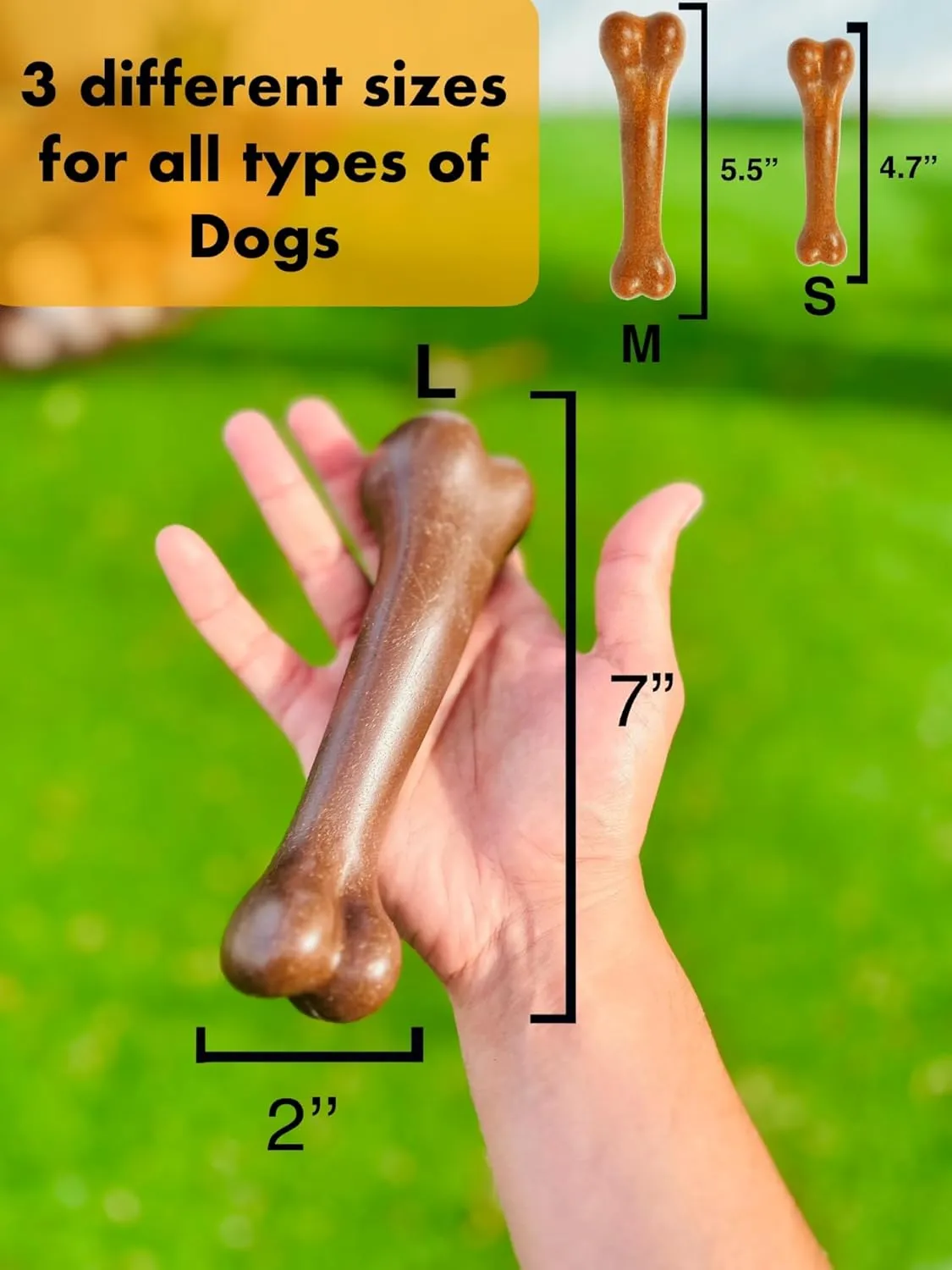 Chew Toy Bone for Dogs (2pck),Durable Chew Toy for Aggressive Chewers,Boredom and Stimulating, Beef Flavor Dog Toys for Small/Medium/Large Breed. (Small)