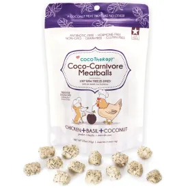 CocoTherapy Coco-Carnivore Meatballs Chicken Basil Coconut Freeze-Dried Treats For Cats & Dogs 2.5oz