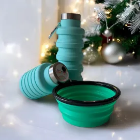 Collapsible water bottle & bowl set