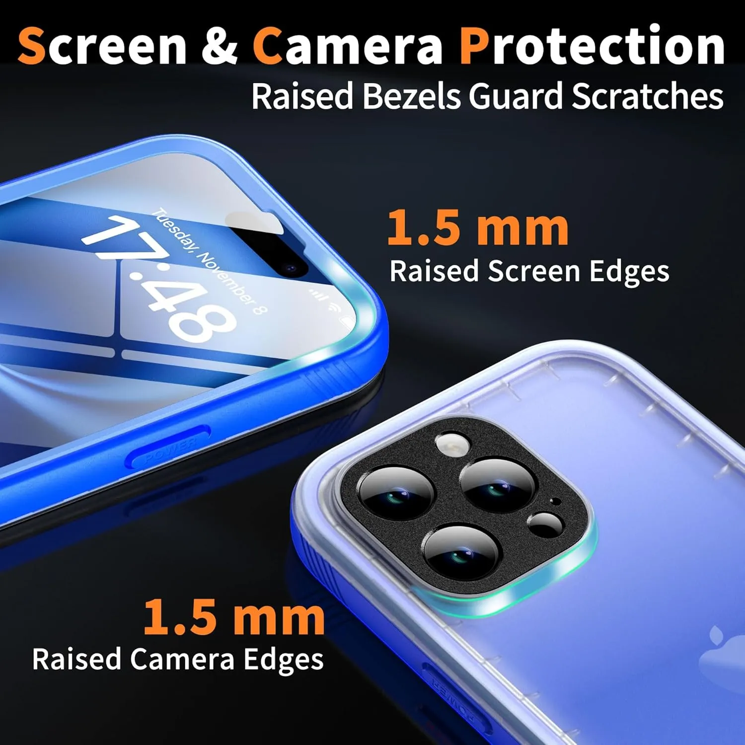Cozycase for iPhone 16 Pro Max Case Waterproof - 360 Heavy Duty with Screen/Camera Protector Shockproof IP68 Underwater Dustproof Water Shock Proof Full Body/Front and Back Case Blue/Frosted Clear