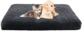 Dog Bed Crate Pad, Dog beds for Large Dogs, Stylish Dog Bed Mat Washable Anti-Slip Mattress for Large Medium Small Dogs and Cats Kennel Pad Multiple Colors (Color : Dark Gray, Size : L)