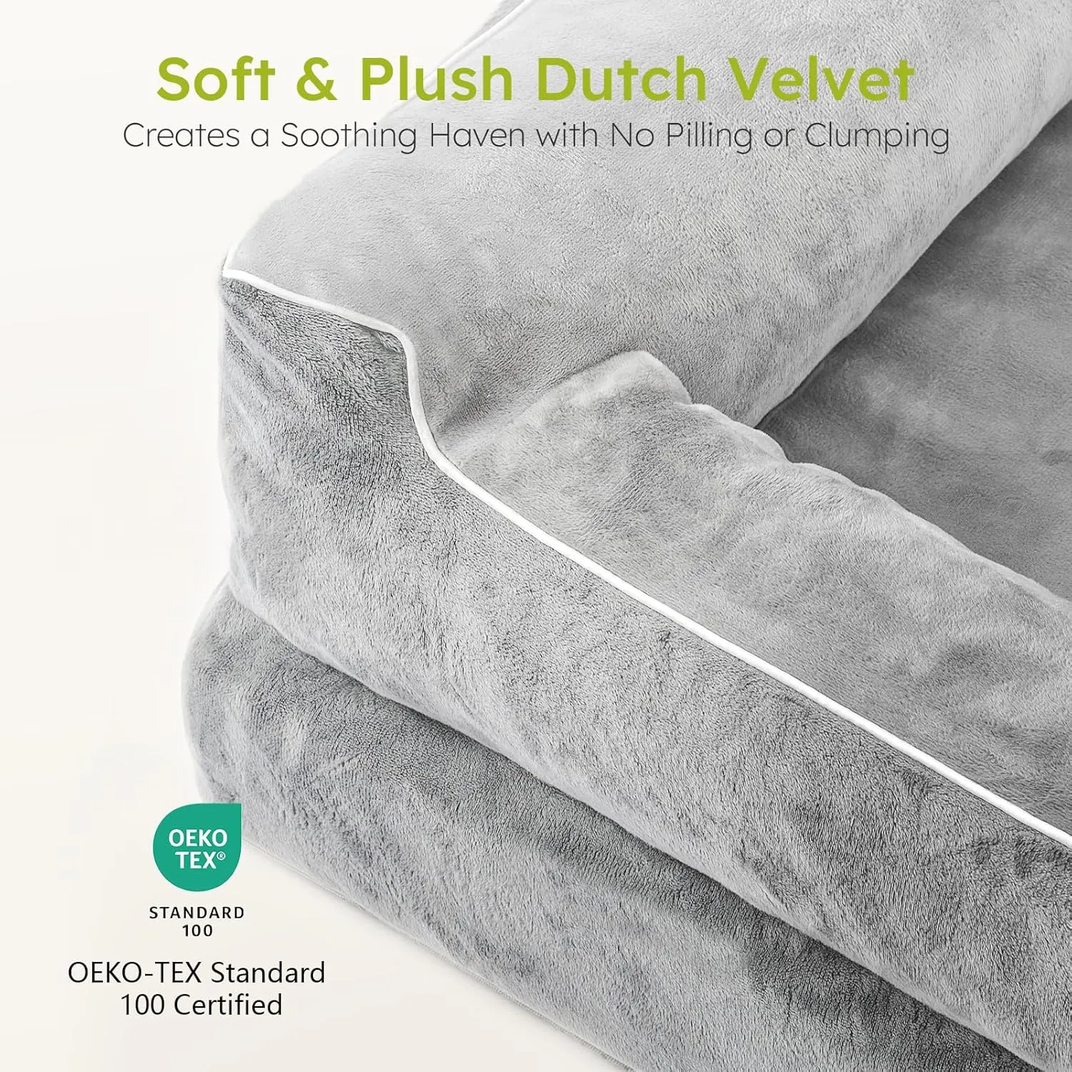 Dog Beds for Large Dogs, Orthopedic Dog Bed with Cooling Gel Memory Foam, Waterproof Large Dog Bed with Removable Washable Cover, 36"Dog Sofa Couch Dutch Velvet with Blanket Bone Toy, Light Gray
