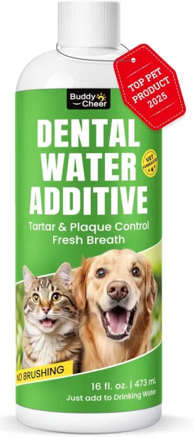 Dog Breath Freshener  Enzymatic Dog Dental Water Additive for Teeth Claning  Freshens Breath & Reduces Tartar  Easy Dog Mouthwash Cleaner for Teeth & Gums  No Brushing Needed, Uncented, 16oz
