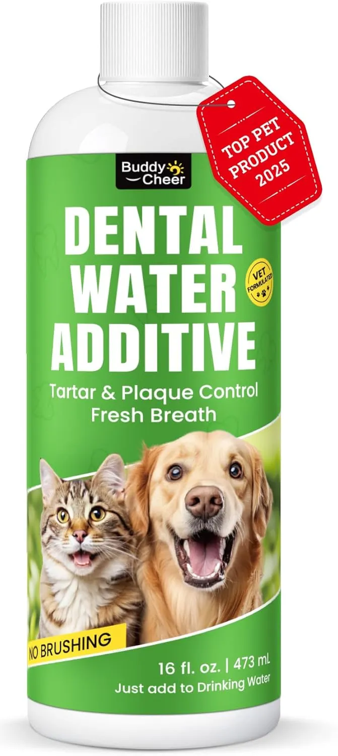 Dog Breath Freshener  Enzymatic Dog Dental Water Additive for Teeth Claning  Freshens Breath & Reduces Tartar  Easy Dog Mouthwash Cleaner for Teeth & Gums  No Brushing Needed, Uncented, 16oz