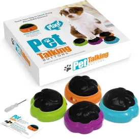 Dog Buttons for Communication, 4 Pcs Recordable Dog Talking Button Set,Gifts,Games&Stuff for Dogs-Speaking Button for Dog Training,Teach Your Dog to Communicate Through Words,Buttons with Light