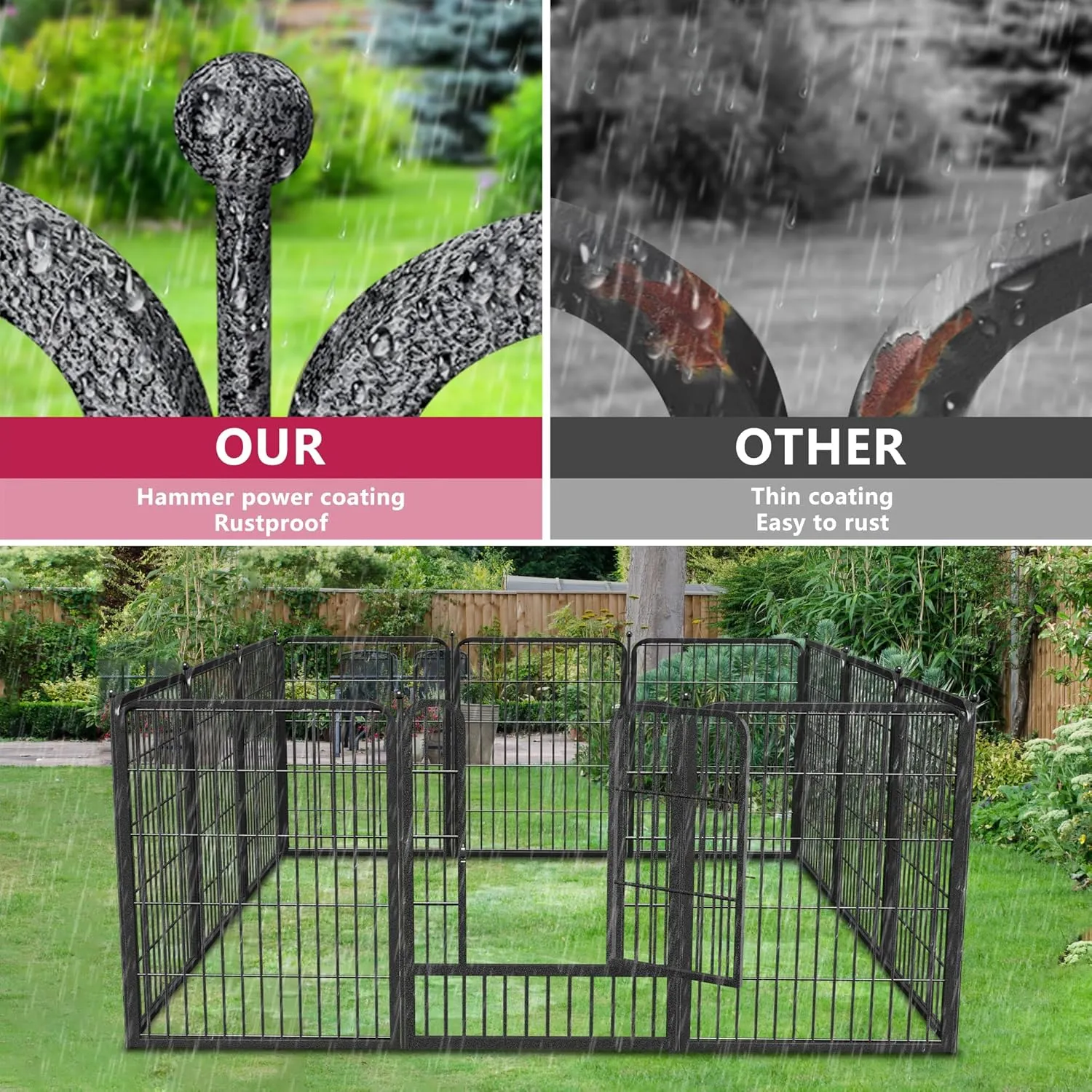 Dog Playpen 32 inch 10 Panels Portable Dog Fence Outdoor for Yard Indoor Dog Pen for Medium/Small Dogs, Large Pet Puppy Playpen Heavy Duty Pet Fence for RV Camping, Yard