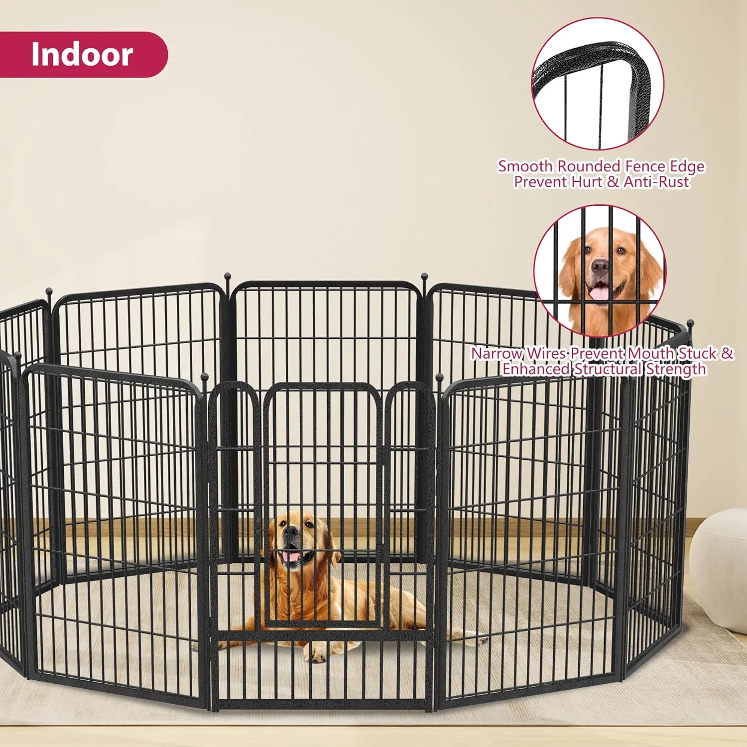Dog Playpen 32 inch 10 Panels Portable Dog Fence Outdoor for Yard Indoor Dog Pen for Medium/Small Dogs, Large Pet Puppy Playpen Heavy Duty Pet Fence for RV Camping, Yard