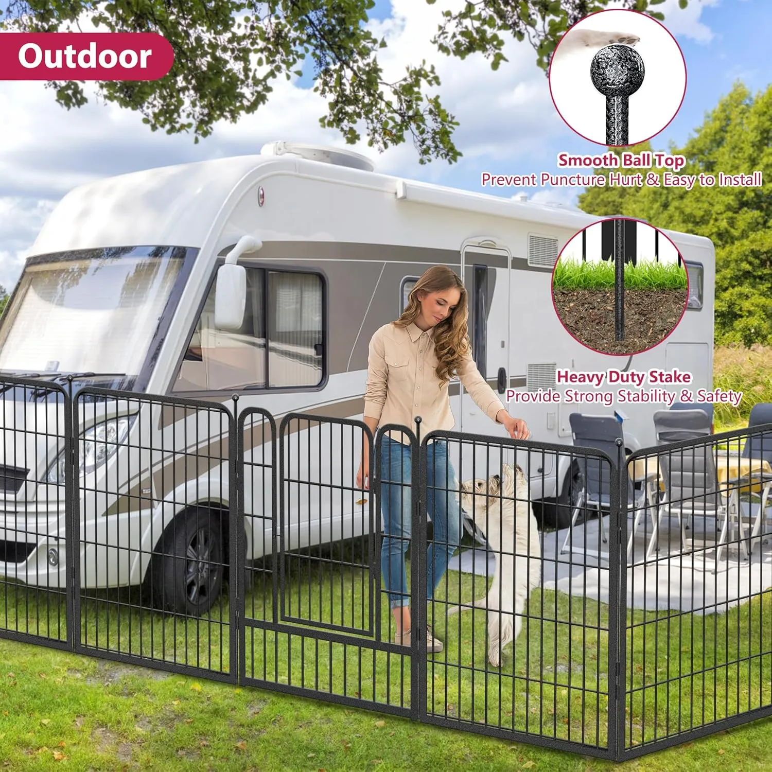 Dog Playpen 32 inch 10 Panels Portable Dog Fence Outdoor for Yard Indoor Dog Pen for Medium/Small Dogs, Large Pet Puppy Playpen Heavy Duty Pet Fence for RV Camping, Yard