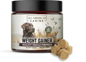 Dog Weight Gainer Chews  High Calorie Dog Food Supplement for Rapid Weight Gain, Mass, and Recovery  Appetite Stimulant  60 Chews