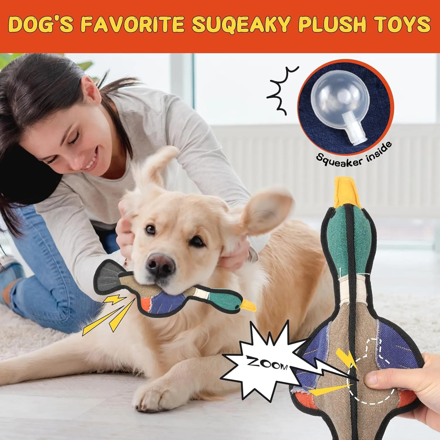 Durable Dog Toys for Aggressive Chewers, Plush Dog Toy to Keep Them Busy, Squeaky Dog Toys for Puppies Small Medium Large Dogs