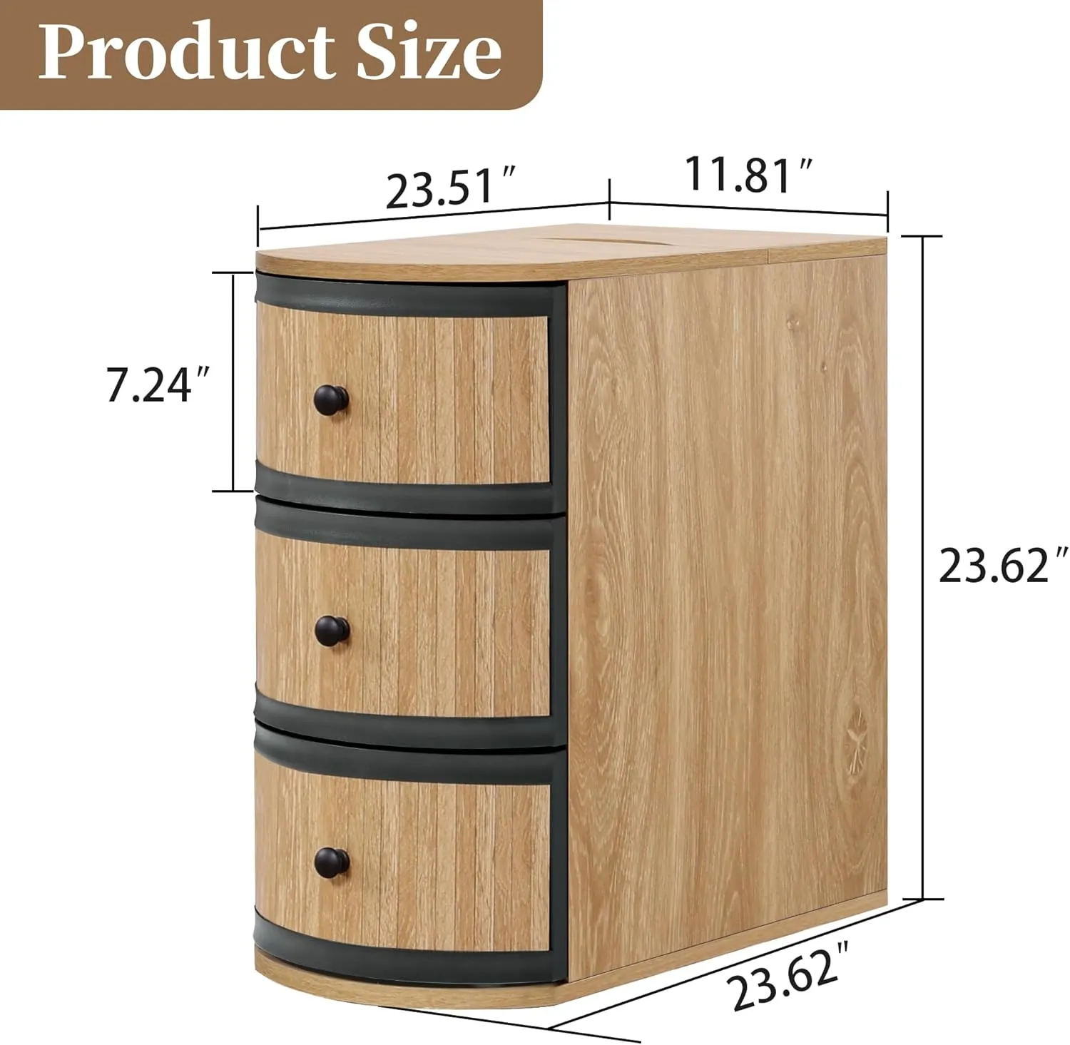 End Table with Charging Station for Couch,Mid-Century Modern Narrow Sofa Side Table with Drawer for Living Room,Small Bed Side Table for Bedroom (Natural, 2 Set)