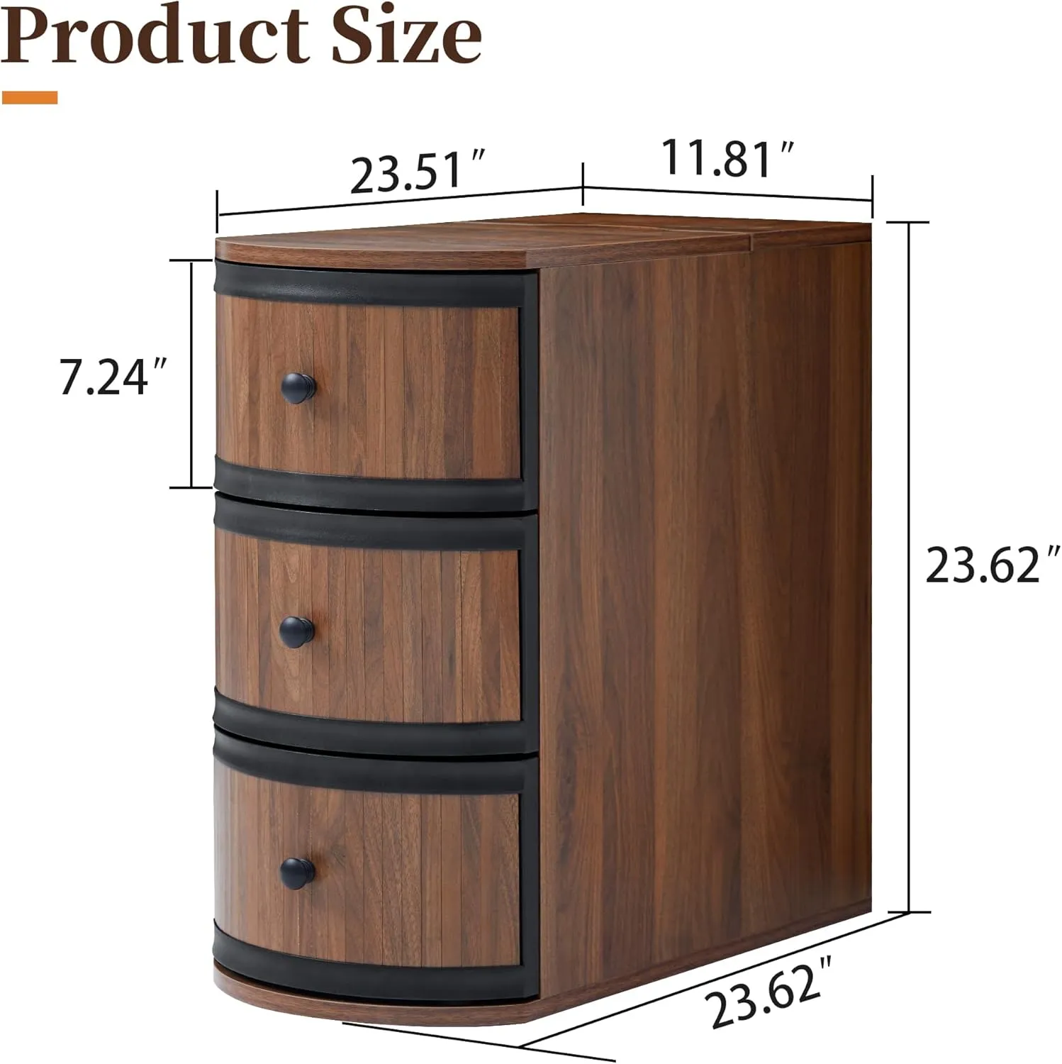 End Table with Charging Station for Couch,Mid-Century Modern Narrow Sofa Side Table with Drawer for Living Room,Small Bed Side Table for Bedroom (Walnut, 2 Set)