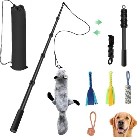 Flirt Pole for Dogs, Interactive Toys Tug-of-war for Dogs, Five-Section Retractable Adjustable Length,for Outdoor Exercise & Training for Small Medium Large Dogs
