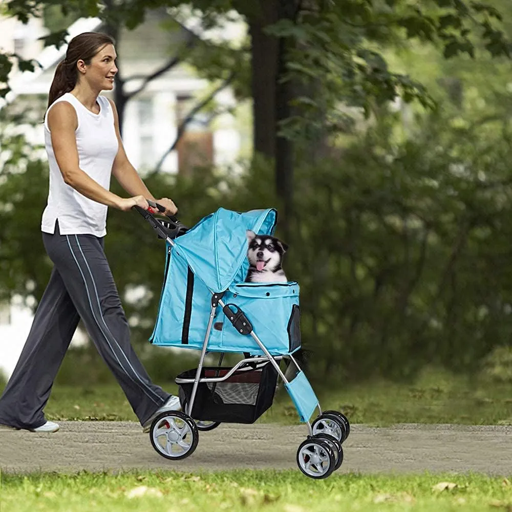 Folding Pet Stroller Elite Jogger Kitten Puppy Easy Walk Dog Cat Small Animals Travel Carrier with 360 Rotating Front Wheel