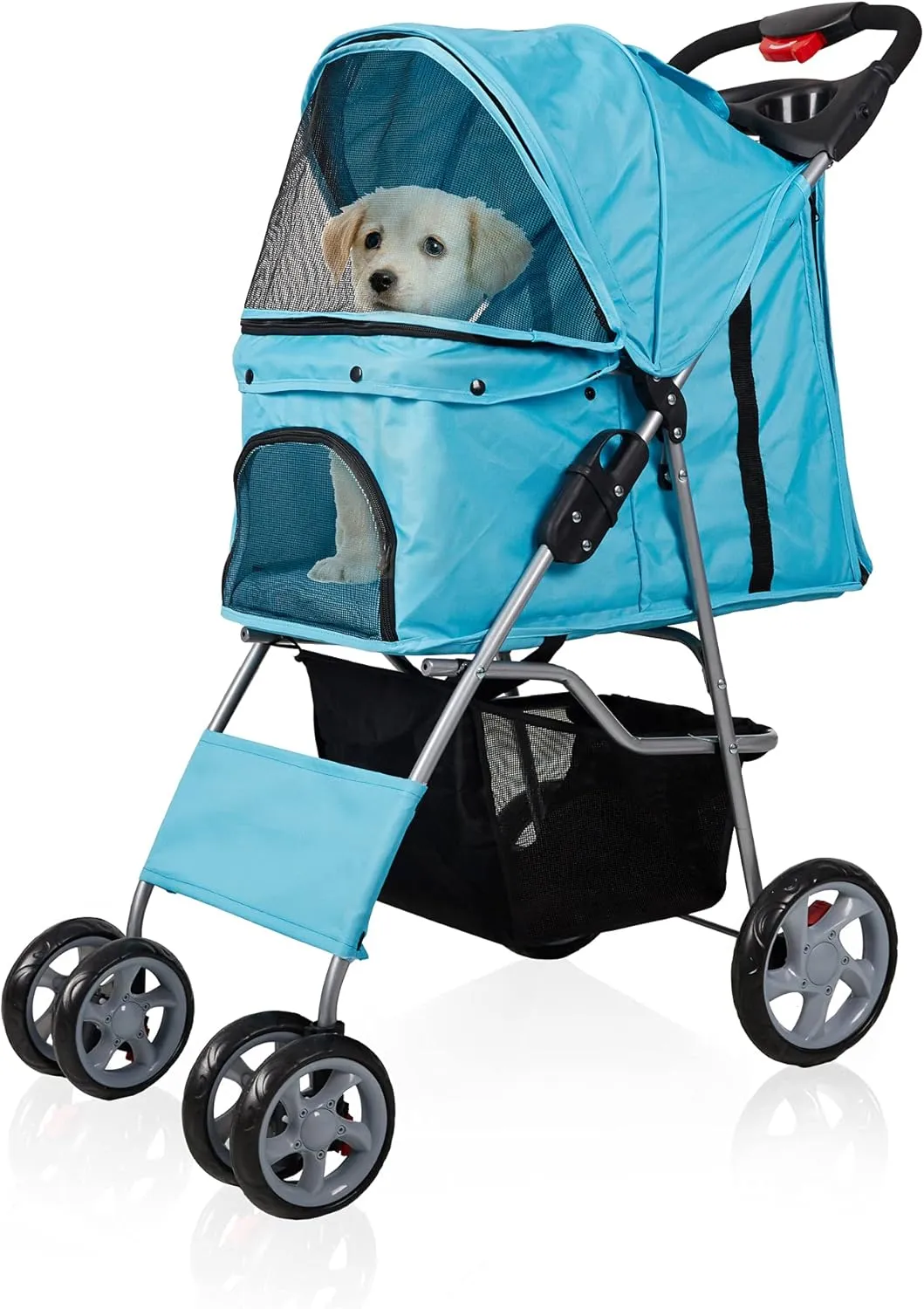 Folding Pet Stroller Elite Jogger Kitten Puppy Easy Walk Dog Cat Small Animals Travel Carrier with 360 Rotating Front Wheel
