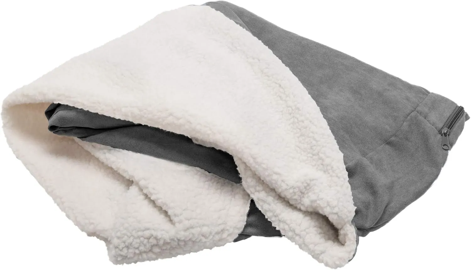 Furhaven Replacement Dog Bed Cover Sherpa & Suede Snuggery, Machine Washable - Gray, 44-inch