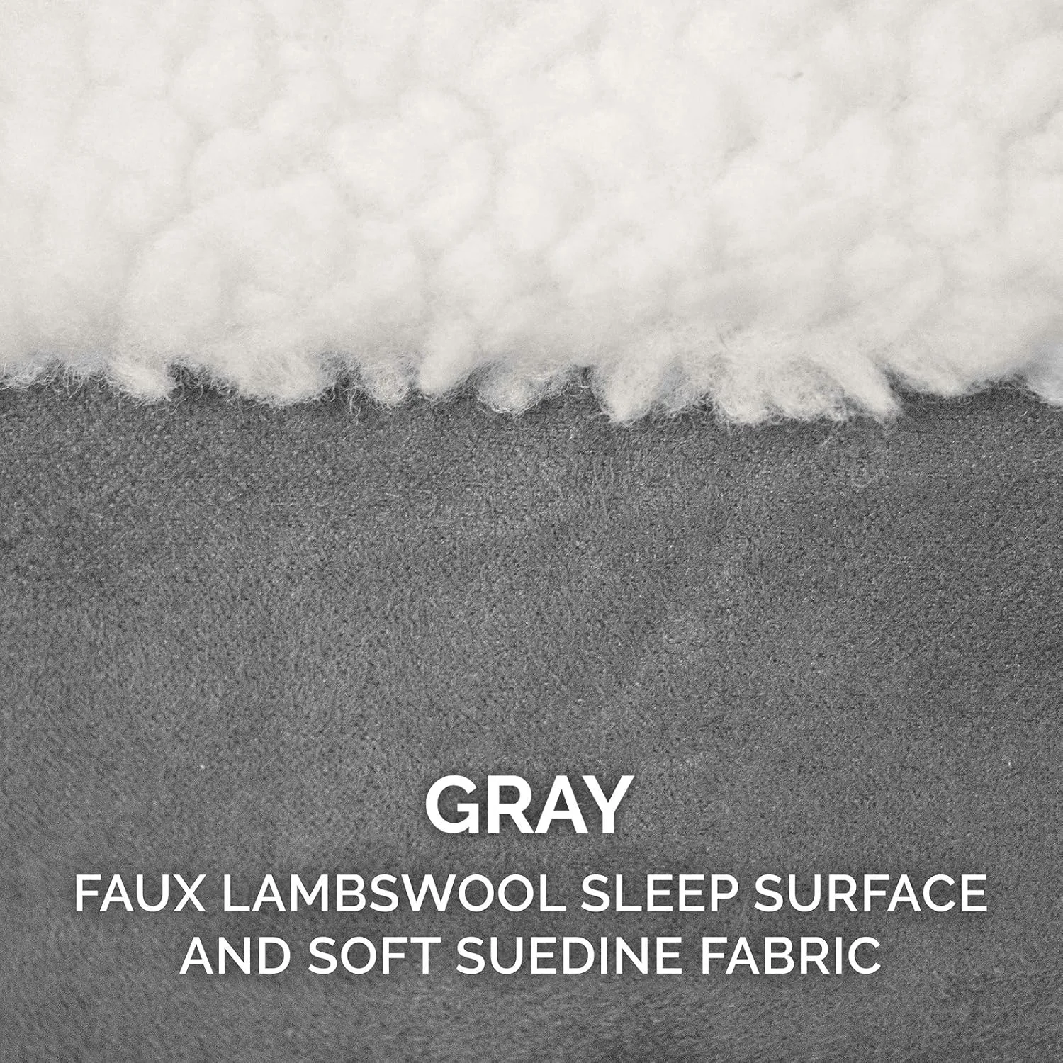 Furhaven Replacement Dog Bed Cover Sherpa & Suede Snuggery, Machine Washable - Gray, 44-inch