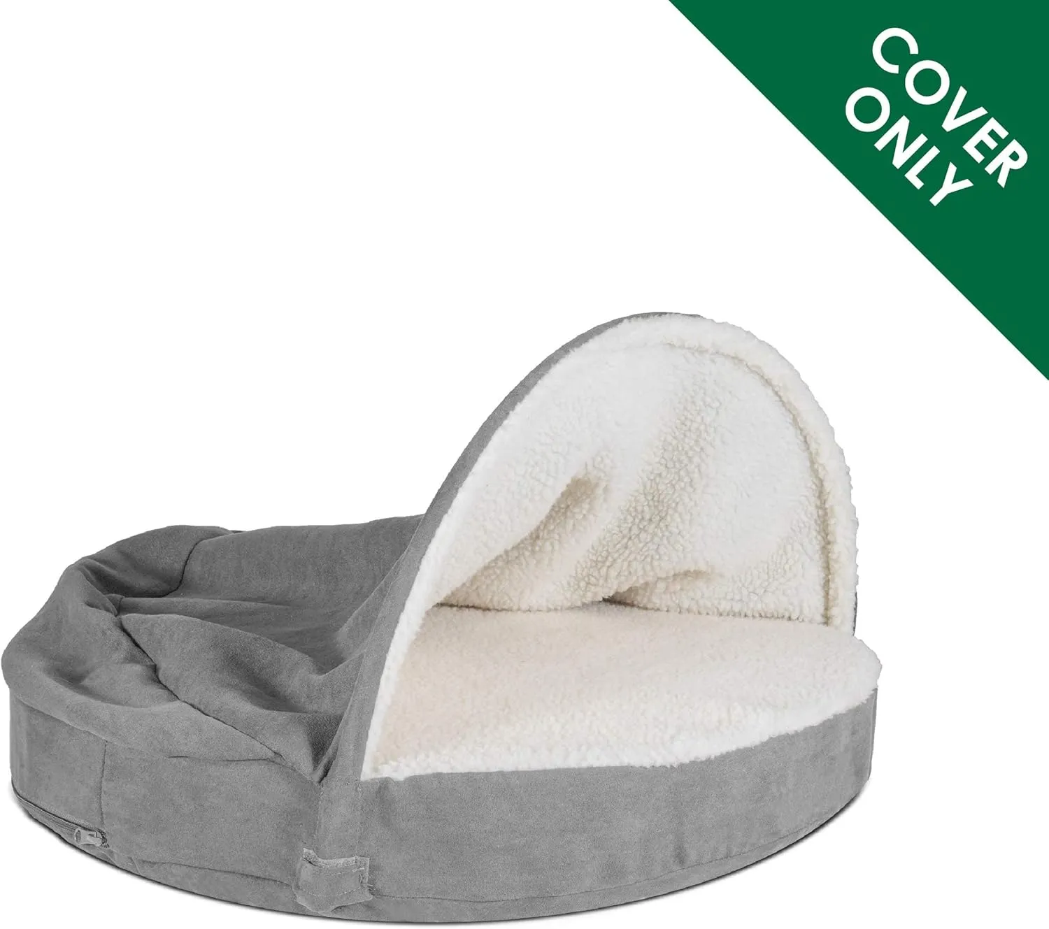 Furhaven Replacement Dog Bed Cover Sherpa & Suede Snuggery, Machine Washable - Gray, 44-inch