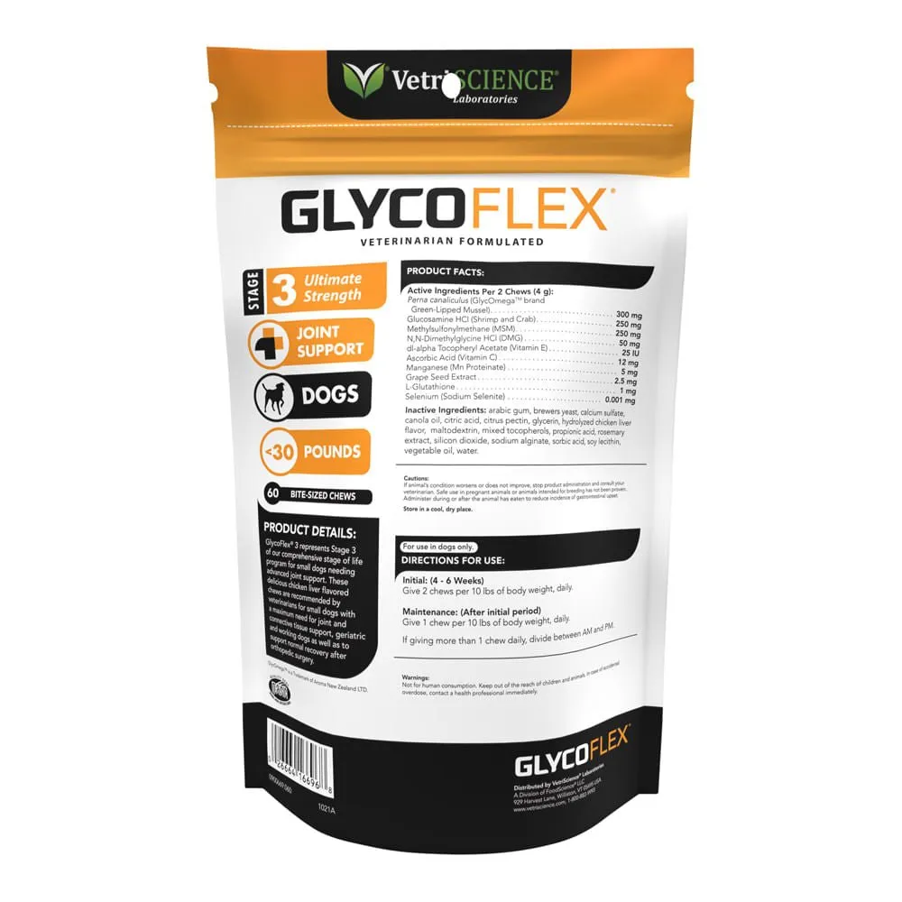 Glyco Flex 3 Joint Support for Small Dogs, 60 Bite-Sized Chews