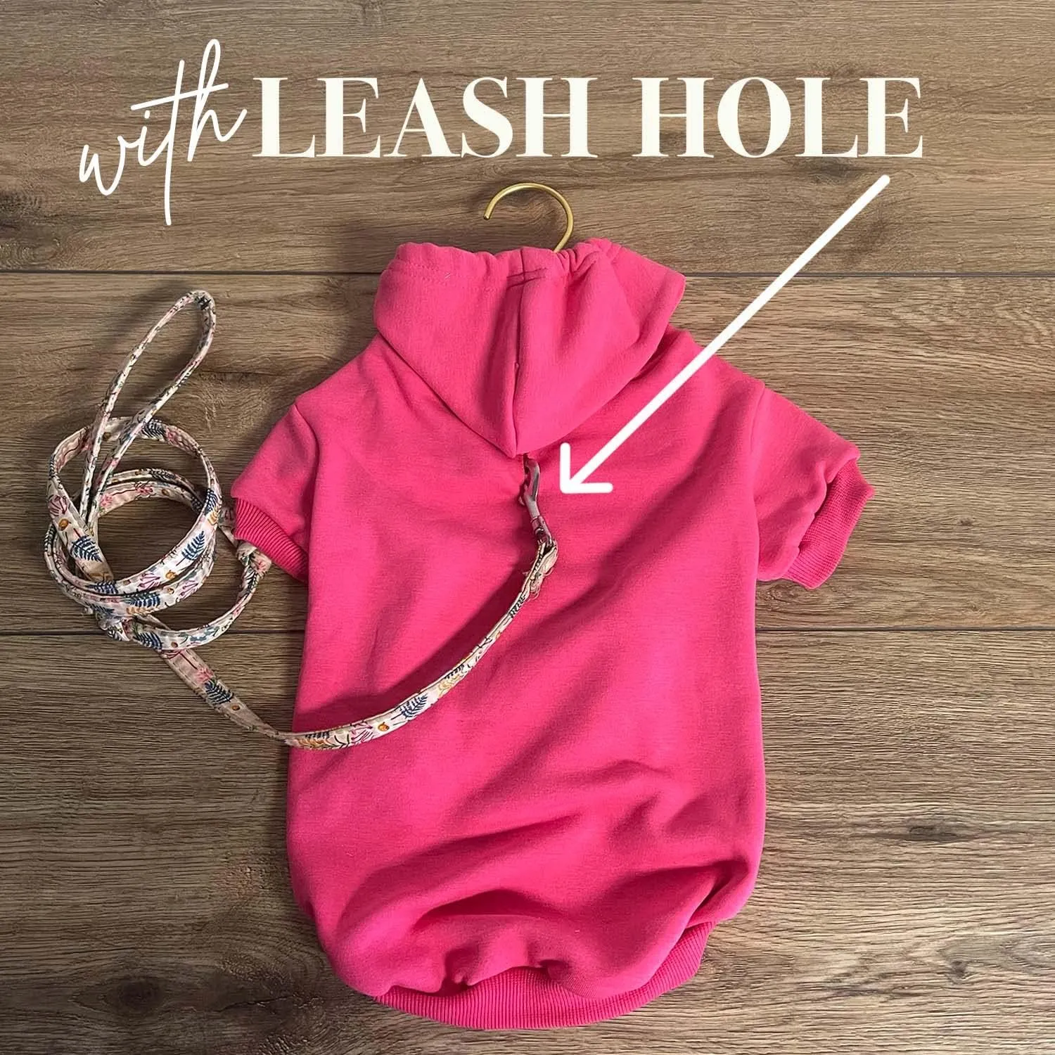 I Chews You to Be My Furever Valentine's Day Dog Hoodie Fleece Lined Pullover Sweatshirt with Leash Hole (Red, Medium 1219)
