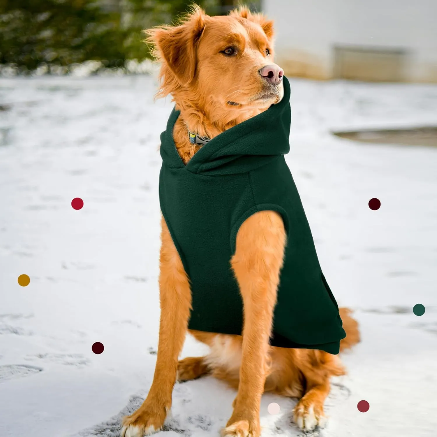 IECOii Warm Dog Hoodie for Large Dog,Dog Hoodie Fleece Vest with Leash Hole and Pocket,Cold Weather Hoodie for Dog Girl Boy,Extra Large Dog Sweatshirt Dog Winter Coat for Doberman,Great Dane,Green,4XL