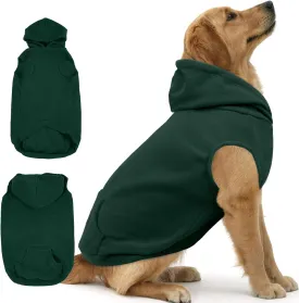 IECOii Warm Dog Hoodie for Large Dog,Dog Hoodie Fleece Vest with Leash Hole and Pocket,Cold Weather Hoodie for Dog Girl Boy,Extra Large Dog Sweatshirt Dog Winter Coat for Doberman,Great Dane,Green,4XL