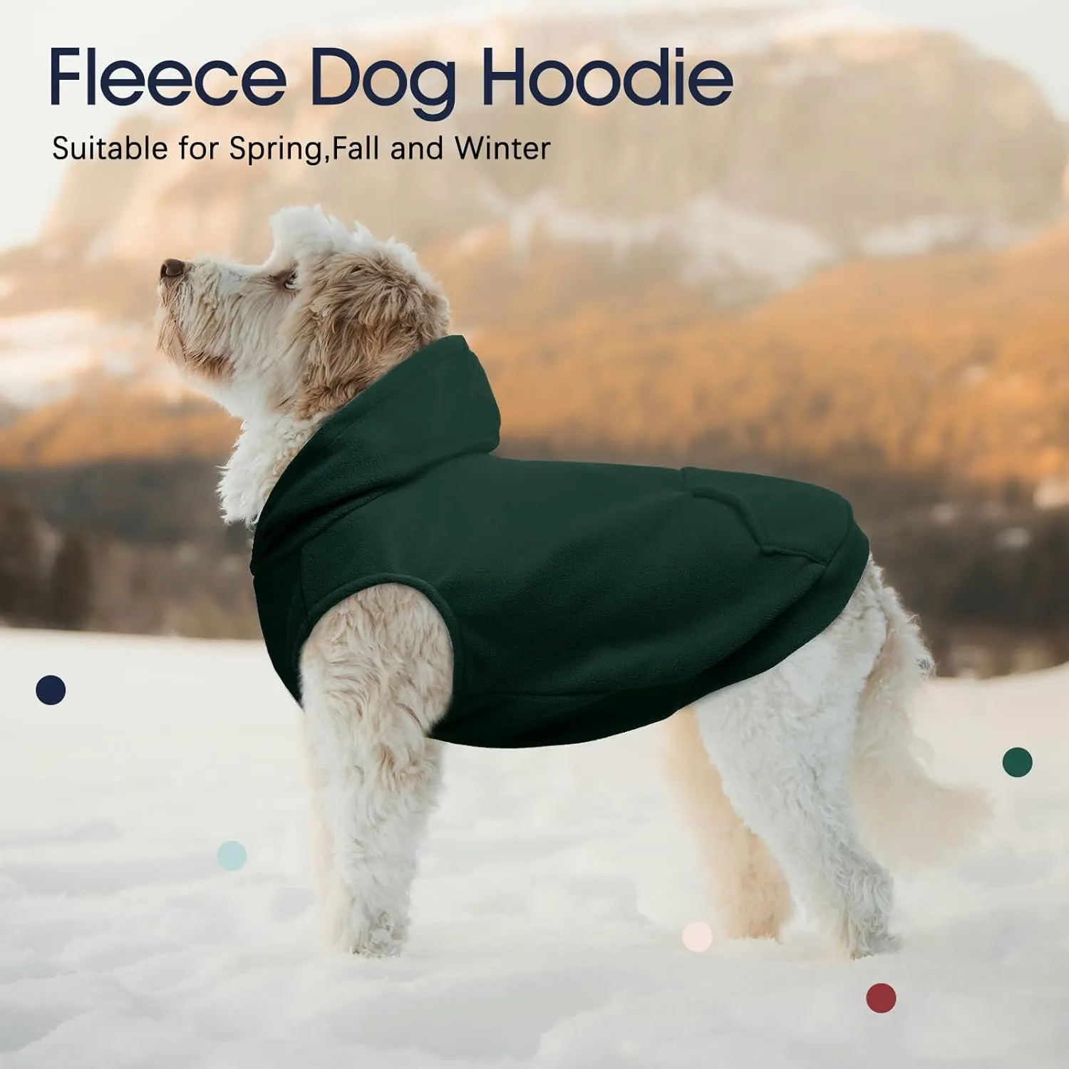 IECOii Warm Dog Hoodie for Large Dog,Dog Hoodie Fleece Vest with Leash Hole and Pocket,Cold Weather Hoodie for Dog Girl Boy,Extra Large Dog Sweatshirt Dog Winter Coat for Doberman,Great Dane,Green,4XL
