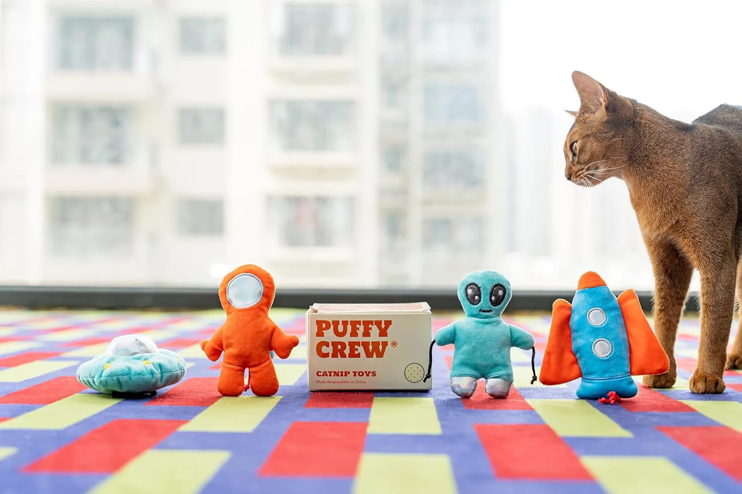 Interactive Catnip Cat Plush Toy, Space Travel Theme, 5, for All Breed Size Cats (4 in 1)