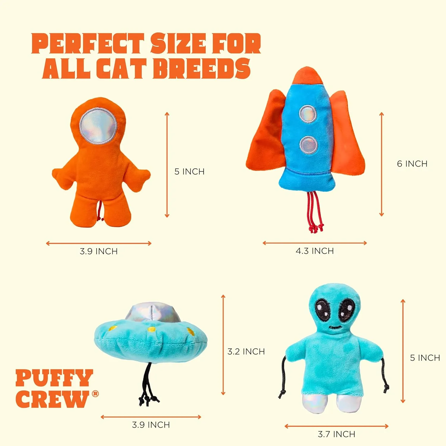 Interactive Catnip Cat Plush Toy, Space Travel Theme, 5, for All Breed Size Cats (4 in 1)
