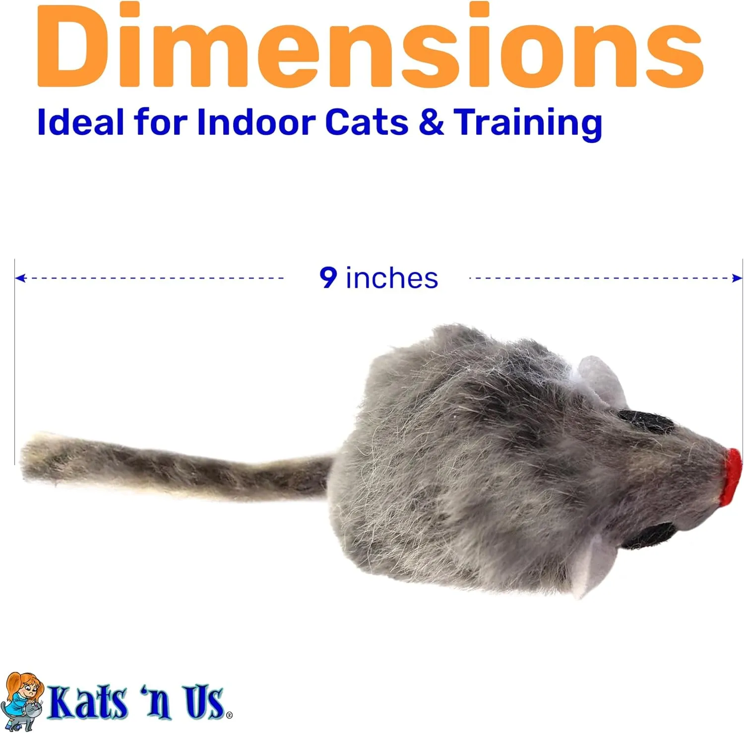 Kats'N Us Real Rabbit Fur Mouse Cat Toy - 10 Pak Rattle Sound