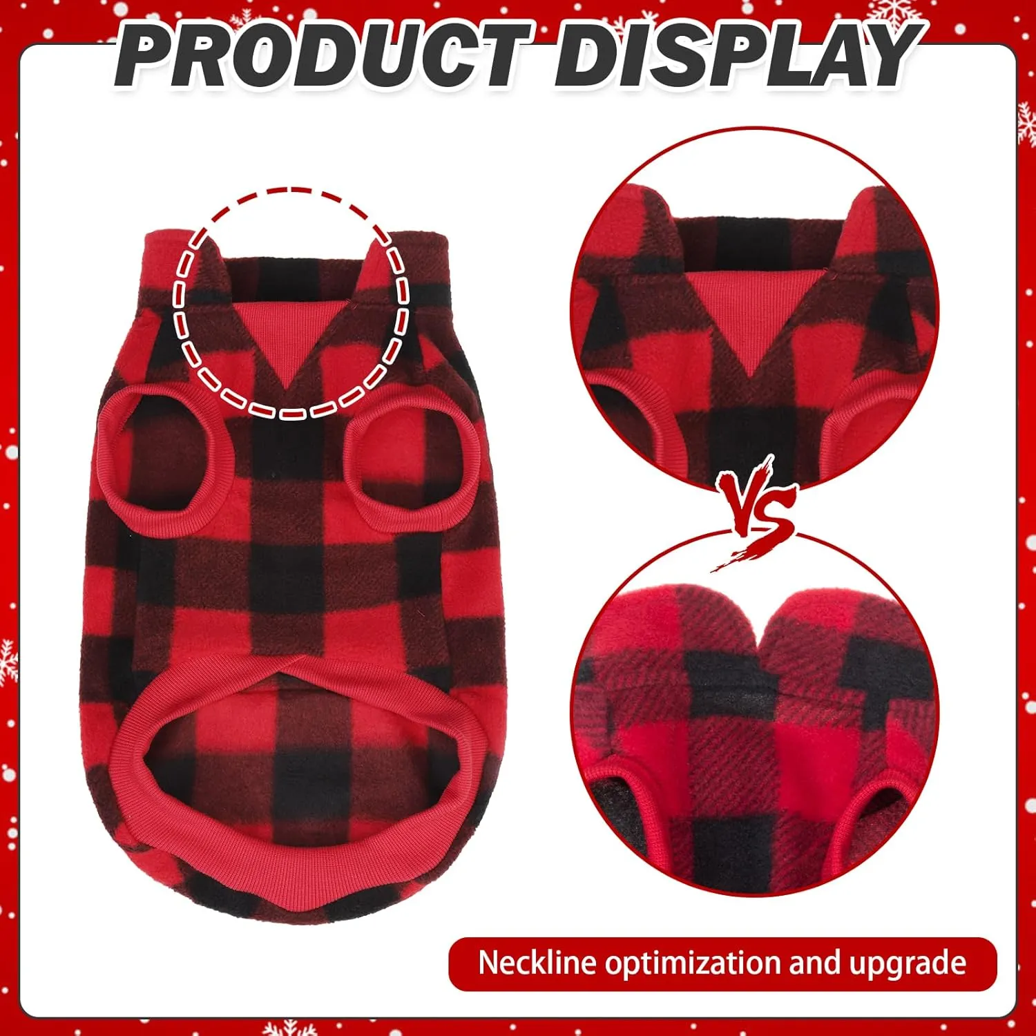 KOOLTAIL Small Dog Winter Jacket, Pet Vest Sweater with Pocket and Leash Hole, Windproof Cold Weather Dog Coats for Boys and Girls, Christmas Red Plaid