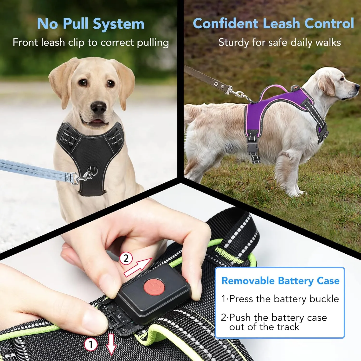 Light Up Dog Harness, No Pull LED Dog Harness with Handle, Rechargeable Lighted Safety Vest for Small Medium Large Dogs, Adjustable Soft Dog Lights for Night Walking