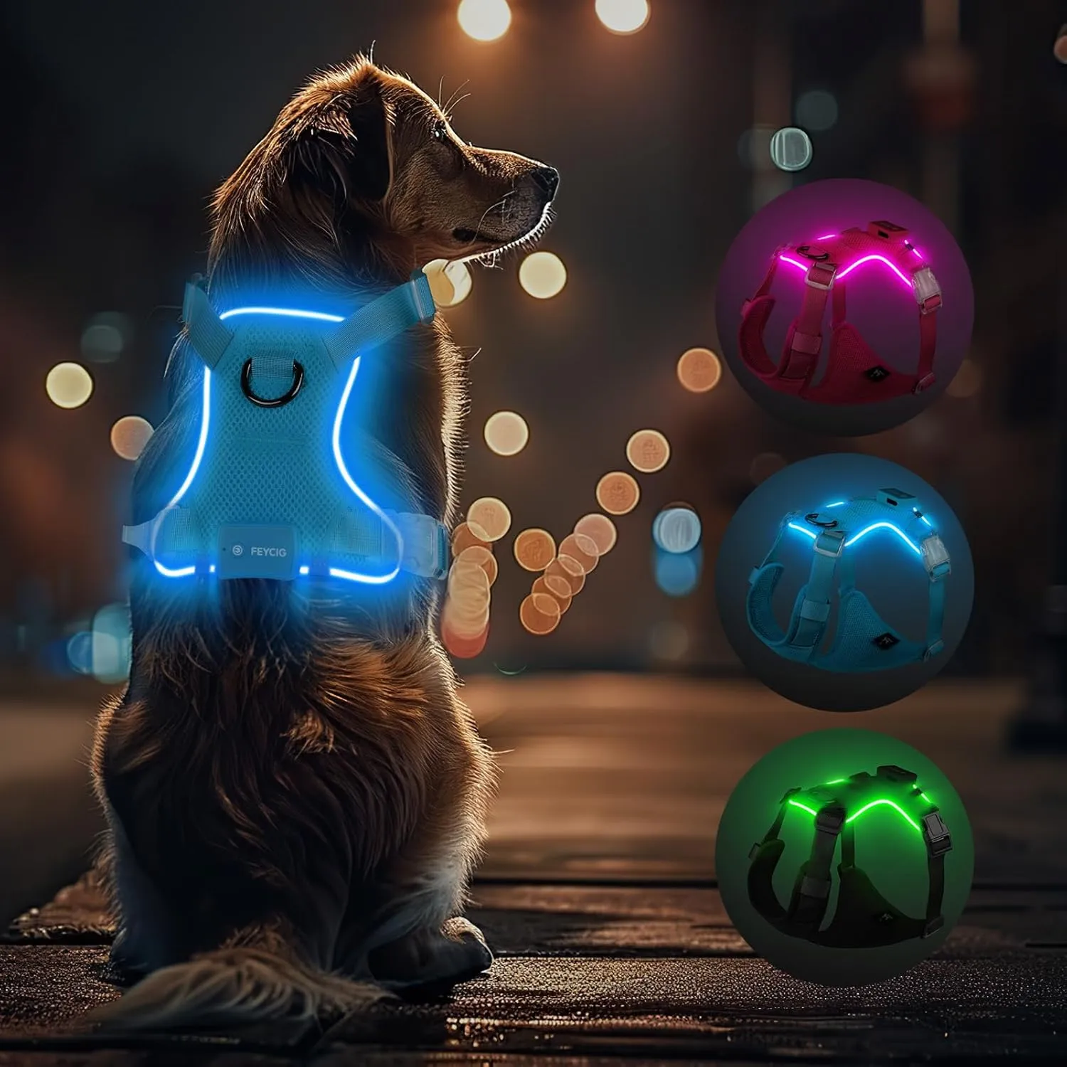 Light Up Dog Harness - Rechargeable LED Reflective Pet Vest for Night Walking - Adjustable No-Pull Safety Harness for Small Medium Large Dogs, Blue, XS