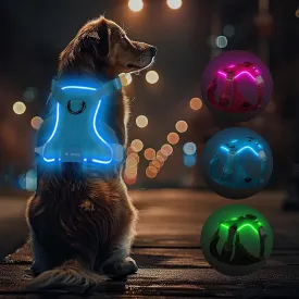 Light Up Dog Harness - Rechargeable LED Reflective Pet Vest for Night Walking - Adjustable No-Pull Safety Harness for Small Medium Large Dogs, Blue, XS
