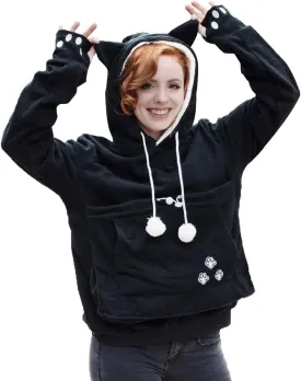 LINYUCHEN Cat Dog Pouch Hoodie Puppy Kitten Large Pocket Carriers Pullover- Fleece Sweatshirt with Soft Pet Pouch for women