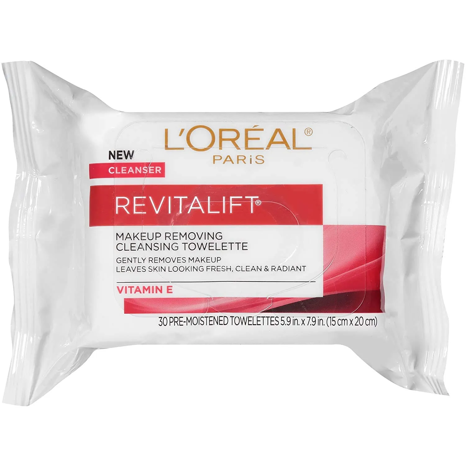 L'Oreal Paris Skincare Revitalift Makeup Removing Wipes with Vitamin E, 30 Count