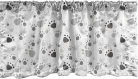 Lunarable Grey Window Valance, Pattern with Random Footprints Paw Traces Pet Legs Friendly Cats and Dogs, Curtain Valance for Kitchen Bedroom Decor with Rod Pocket, 54" X 18", Pale Grey